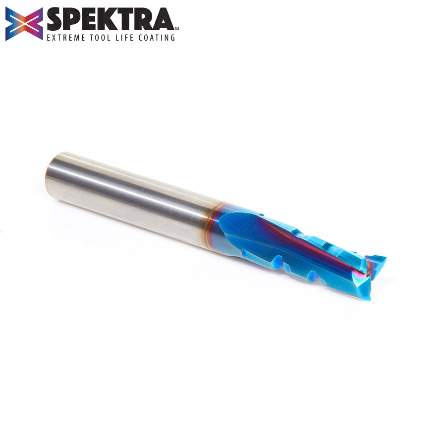 46151-K Solid Carbide CNC Spektra™ Extreme Tool Life Coated Spiral Phenolic, Resin and Composite with Chipbreaker 3/8 Dia x 1 x 3/8 Shank x 3 Inch Long Slow Helix Up-Cut Router Bit