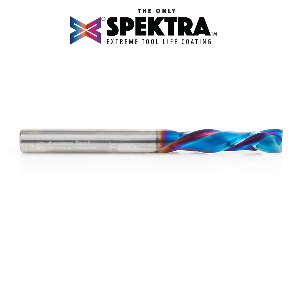46175-K CNC Solid Carbide Spektra™ Extreme Tool Life Coated Compression Spiral 6mm Dia x 25mm x 6mm Shank