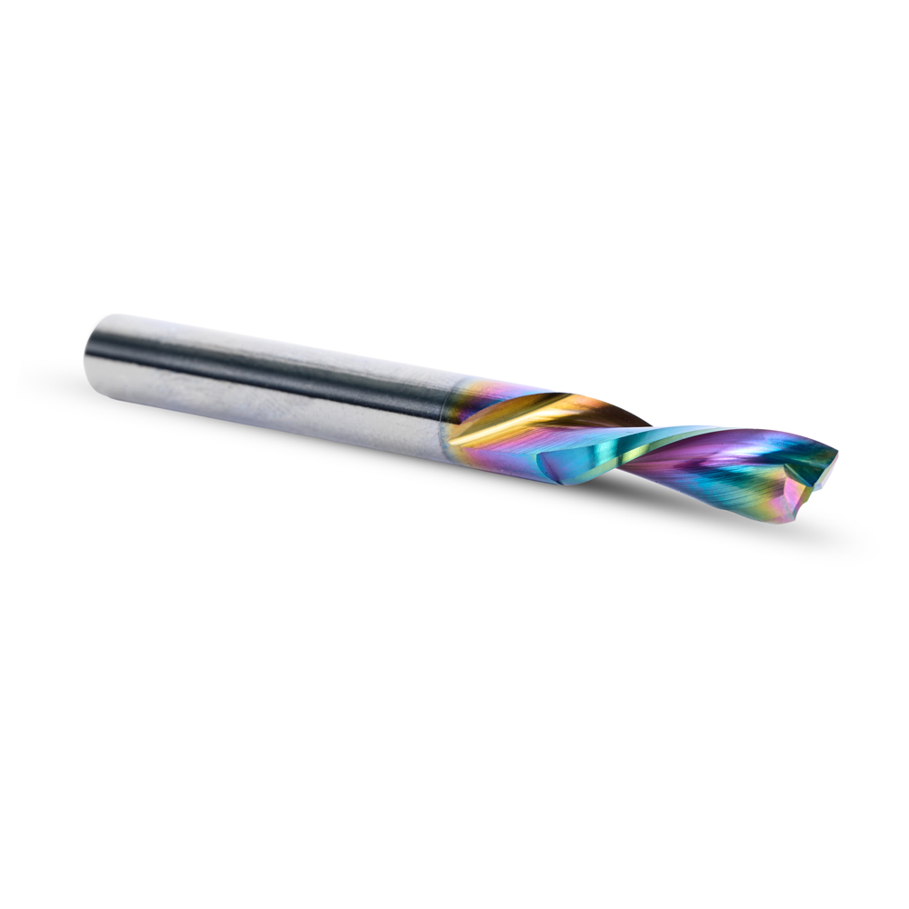 46202-DLC Solid Carbide Spiral Plunge Diamond-Like Carbon (DLC) Coated for Solid Wood 1/4 Dia x 3/4 x 1/4 Inch Shank Down-Cut