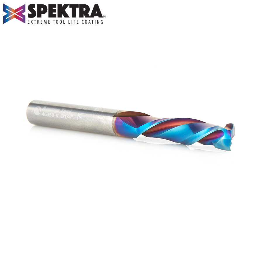 46350-K CNC Solid Carbide Spektra™ Extreme Tool Life Coated Mortise Compression Spiral 1/4 Dia x 1 Inch x 1/4 Shank