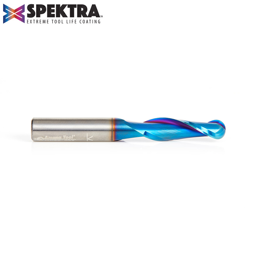46378-K Solid Carbide Spektra™ Extreme Tool Life Coated Up-Cut Ball Nose Spiral 3/8 Dia x 1-1/4 Inch x 3/8 Shank Router Bit