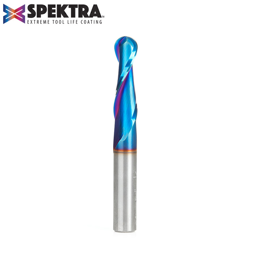 46378-K Solid Carbide Spektra™ Extreme Tool Life Coated Up-Cut Ball Nose Spiral 3/8 Dia x 1-1/4 Inch x 3/8 Shank Router Bit