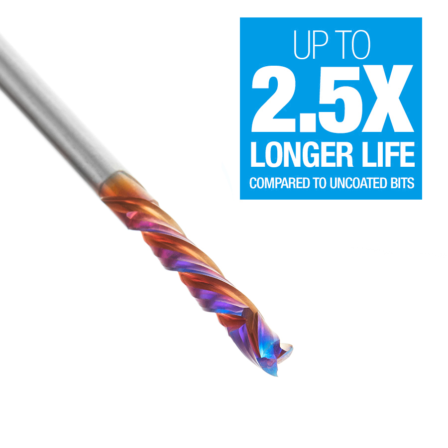46398-K CNC Solid Carbide Spektra™ Extreme Tool Life Coated Mortise Compression Spiral 1/8 Dia x 13/16 Inch x 1/8 Shank