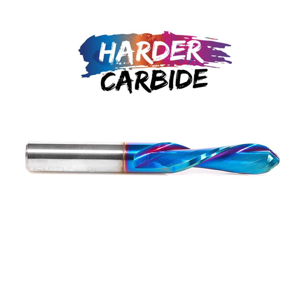 46478-K Solid Carbide Spektra™ Extreme Tool Life Coated Down-Cut Ball Nose Spiral 3/16 Radius x 3/8 Dia x 1-1/4 Inch x 3/8 Shank Router Bit
