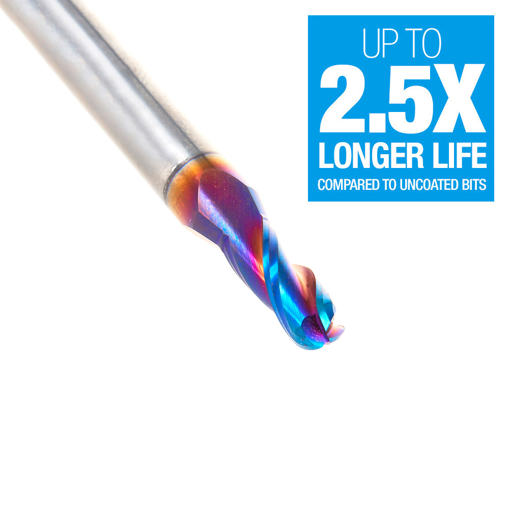 46522-K Solid Carbide Spektra™ Extreme Tool Life Coated Up-Cut Ball Nose Spiral 3 Flute 1/8 Radius 1/4 Dia x 3/4 x 1/4 Shank Router Bit