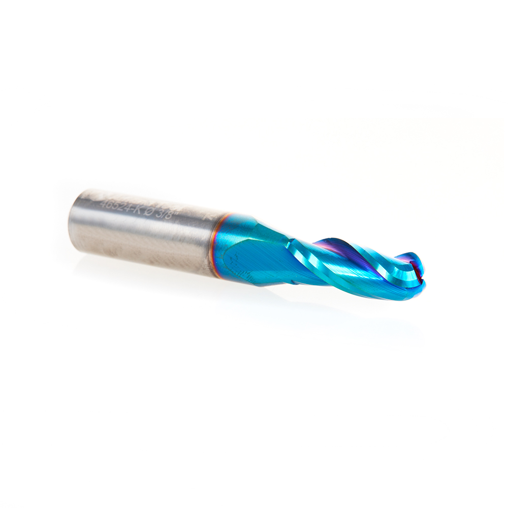 46524-K Solid Carbide Spektra™ Extreme Tool Life Coated Up-Cut Ball Nose Spiral 3 Flute 3/16 Radius 3/8 Dia x 1 x 1/2 Shank Router Bit