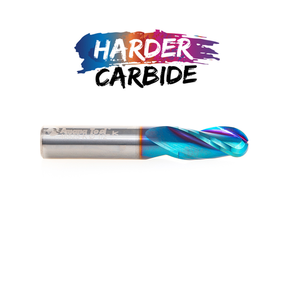 46525-K Solid Carbide Spektra™ Extreme Tool Life Coated Up-Cut Ball Nose Spiral 3 Flute 1/4 Radius 1/2 Dia x 1 x 1/2 Shank Router Bit