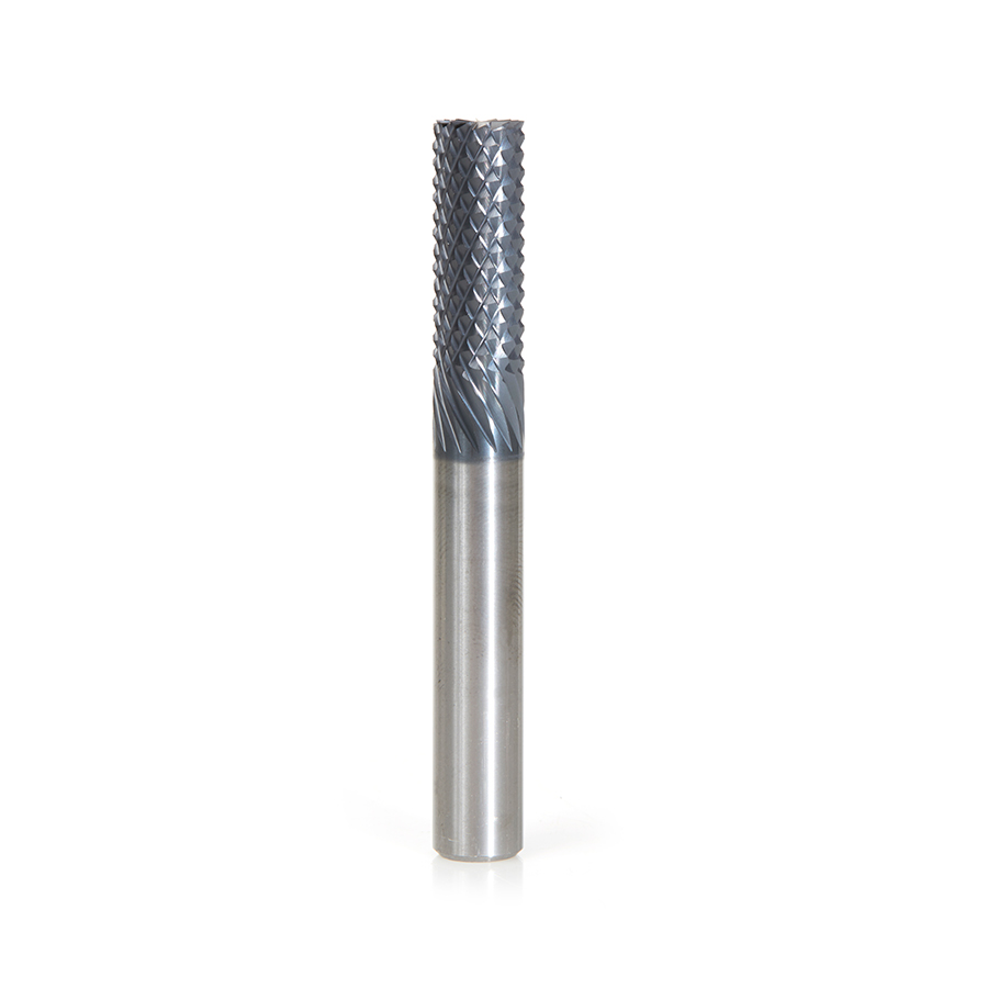 48055-B High Performance Solid Carbide Fiberglass and Composite Cutting 3/8 Dia x 1 x 3/8 Shank AlTiN Coated Burr End Router Bit