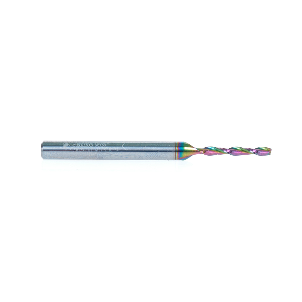 48122-DLC Solid Carbide Spiral Plunge Diamond-Like Carbon (DLC) Coated for Solid Wood 1/8 Dia x 7/8 x 1/4 Inch Shank Up-Cut