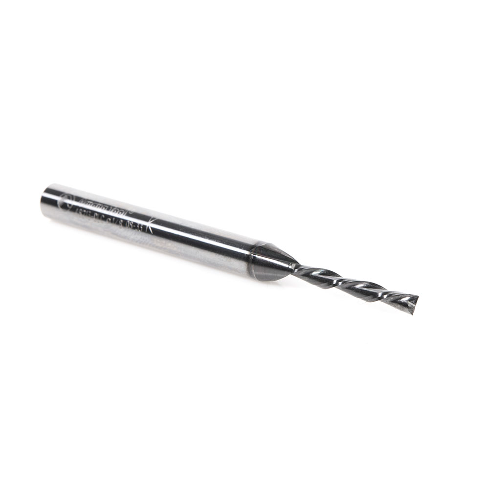 48213-DLC Solid Carbide Spiral Plunge Diamond-Like Carbon (DLC) Coated for Solid Wood 1/8 Dia x 7/8 x 1/4 Inch Shank x 2 Inch Long Down-Cut