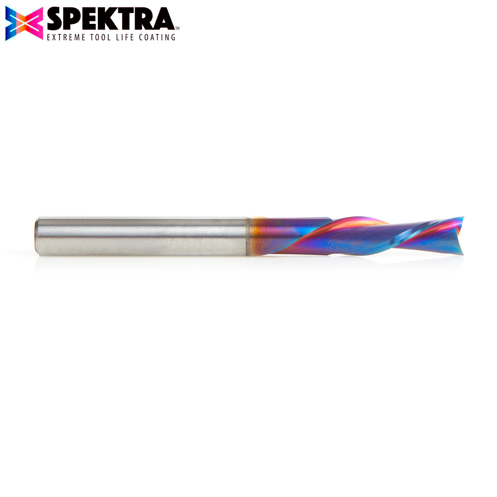 48218-K Solid Carbide Spektra™ Extreme Tool Life Coated Spiral Plunge 6mm Dia x 19mm x 6mm Shank for Drilling Shelf Pin Holes