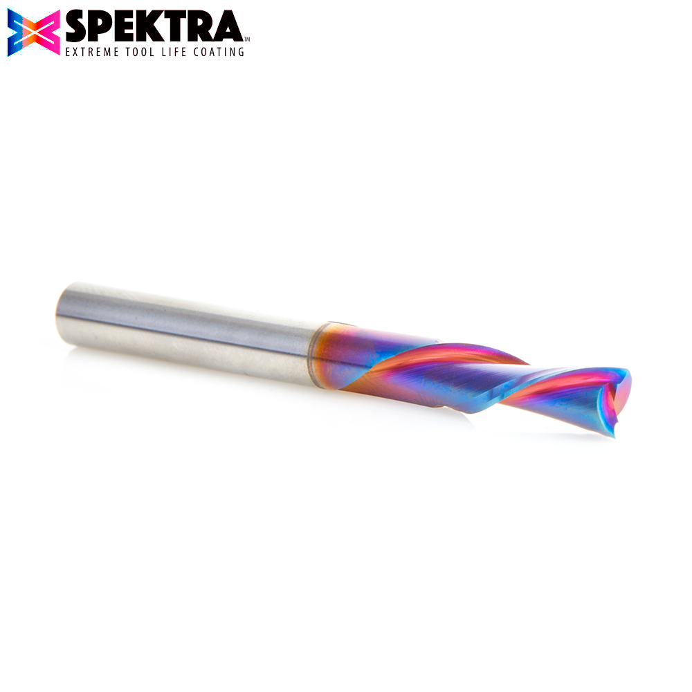48218-K Solid Carbide Spektra™ Extreme Tool Life Coated Spiral Plunge 6mm Dia x 19mm x 6mm Shank for Drilling Shelf Pin Holes