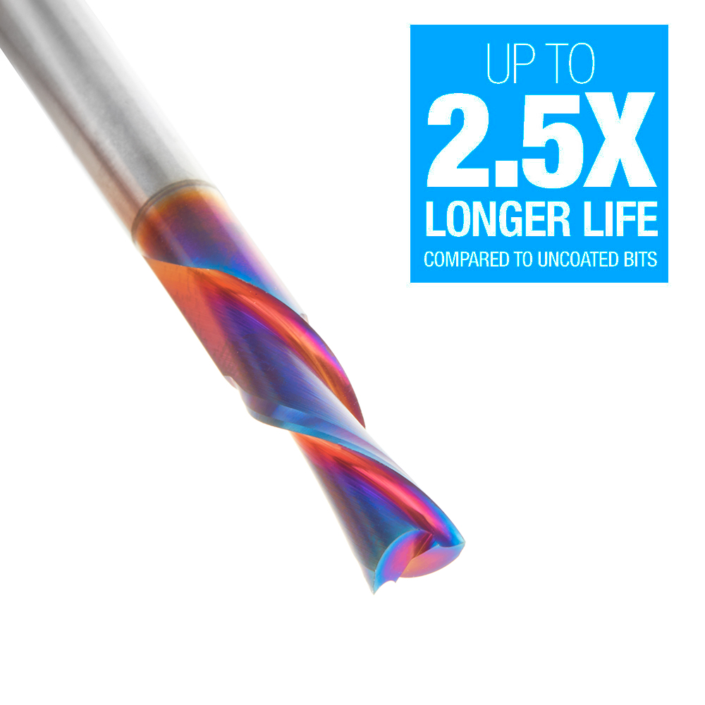 48218-K Solid Carbide Spektra™ Extreme Tool Life Coated Spiral Plunge 6mm Dia x 19mm x 6mm Shank for Drilling Shelf Pin Holes