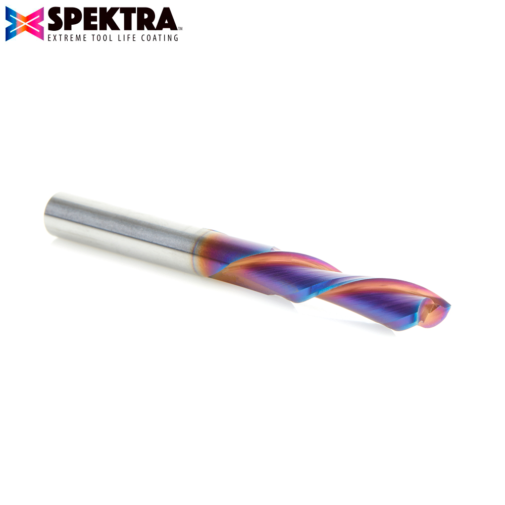 48220-K Solid Carbide Spektra™ Extreme Tool Life Coated Spiral Plunge 6mm Dia x 25mm x 6mm Shank for Drilling Shelf Pin Holes