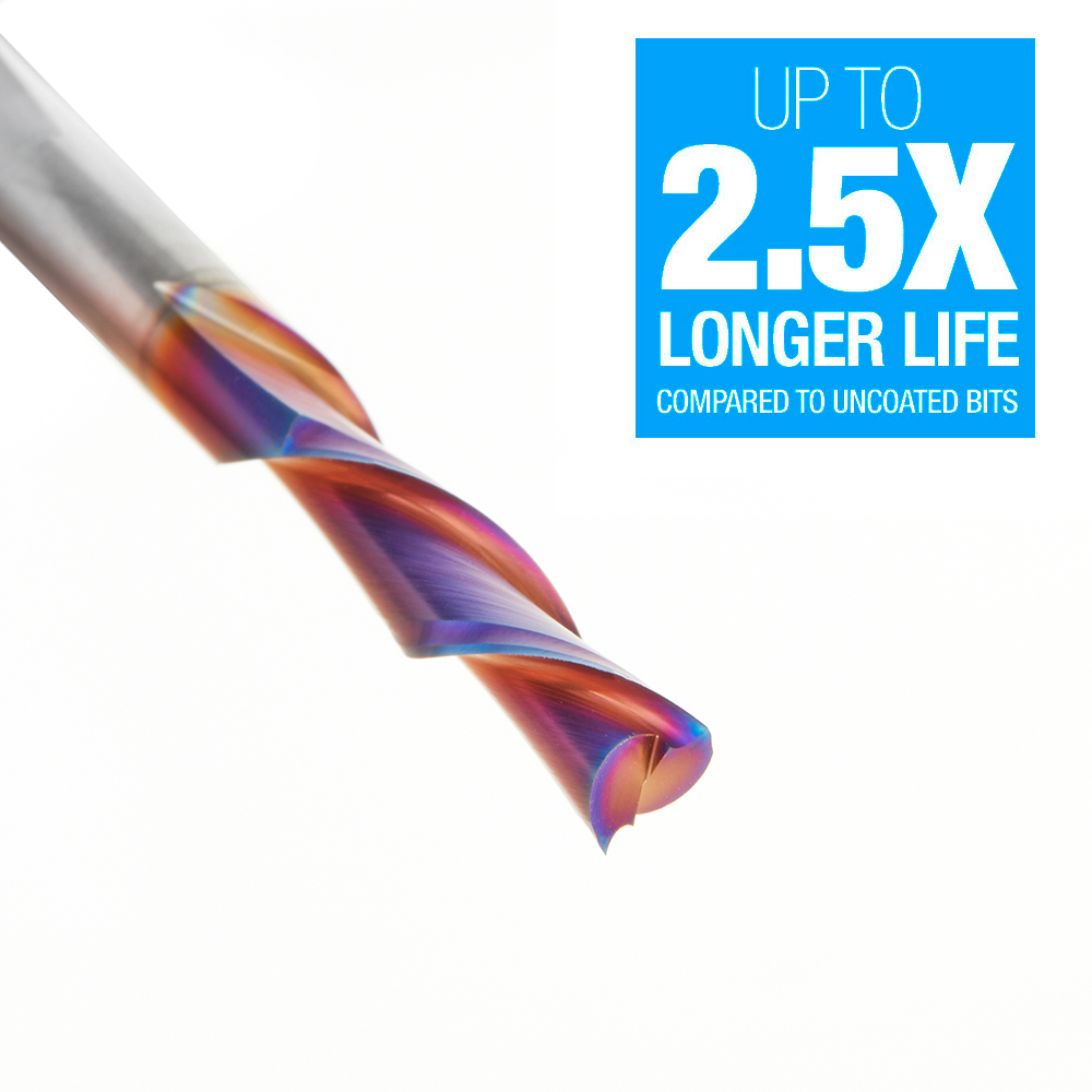 48220-K Solid Carbide Spektra™ Extreme Tool Life Coated Spiral Plunge 6mm Dia x 25mm x 6mm Shank for Drilling Shelf Pin Holes