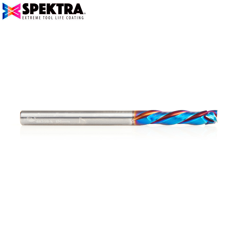 48358-K CNC Solid Carbide Spektra™ Extreme Tool Life Coated Mortise Compression Spiral 6mm Dia x 25mm x 6mm Shank