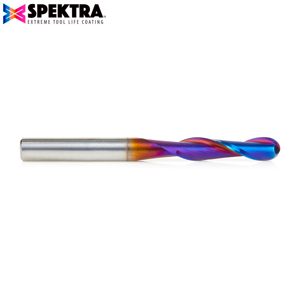 48403-K Solid Carbide Spektra™ Extreme Tool Life Coated Up-Cut Ball Nose Spiral 6mm Dia x 25mm x 6mm Shank Router Bit