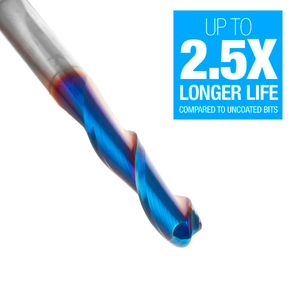 48403-K Solid Carbide Spektra™ Extreme Tool Life Coated Up-Cut Ball Nose Spiral 6mm Dia x 25mm x 6mm Shank Router Bit