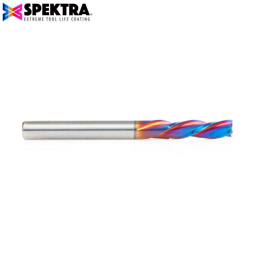 48502-K Solid Carbide Spektra™ Extreme Tool Life Coated Spiral Plunge 6mm Dia x 19mm x 6mm Shank Down-Cut, 3-Flute for Drilling Shelf Pin Holes