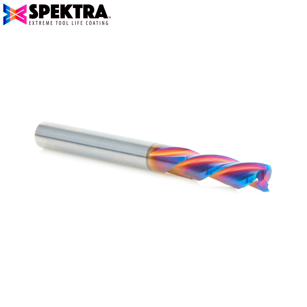 48502-K Solid Carbide Spektra™ Extreme Tool Life Coated Spiral Plunge 6mm Dia x 19mm x 6mm Shank Down-Cut, 3-Flute for Drilling Shelf Pin Holes
