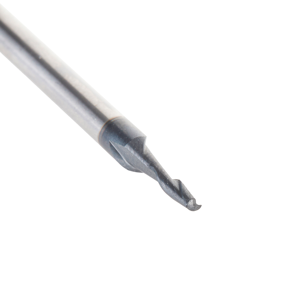 51673 CNC Solid Carbide Spiral for Steel & Stainless Steel with AlTiN Coating 2-Flute x 1/16 Dia x 3/16 x 1/8 Shank x 1-1/2 Inch Long Up-Cut Router Bit / 45º Corner Chamfer End Mill