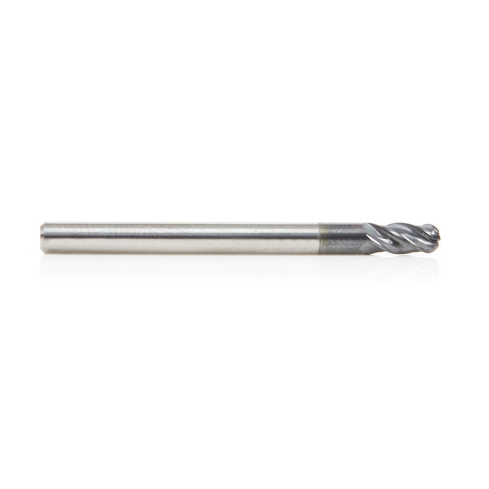 51790 High Performance Solid Carbide CNC Steel, Stainless Steel & Composite Cutting Variable Helix Spiral Ball Nose with AlTiN Coating 4-Flute x 1/8 Dia x 1/4 x 1/8 Shank x 1-1/2 Inch Long Up-Cut Router Bit/End Mill