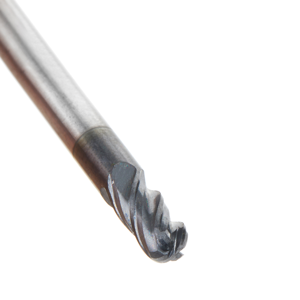 51790 High Performance Solid Carbide CNC Steel, Stainless Steel & Composite Cutting Variable Helix Spiral Ball Nose with AlTiN Coating 4-Flute x 1/8 Dia x 1/4 x 1/8 Shank x 1-1/2 Inch Long Up-Cut Router Bit/End Mill
