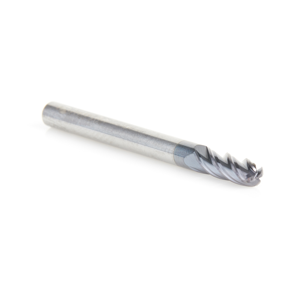 51792 High Performance Solid Carbide CNC Steel, Stainless Steel & Composite Cutting Variable Helix Spiral Ball Nose with AlTiN Coating 4-Flute x 1/8 Dia x 3/8 x 1/8 Shank x 1-1/2 Inch Long Up-Cut Router Bit/End Mill