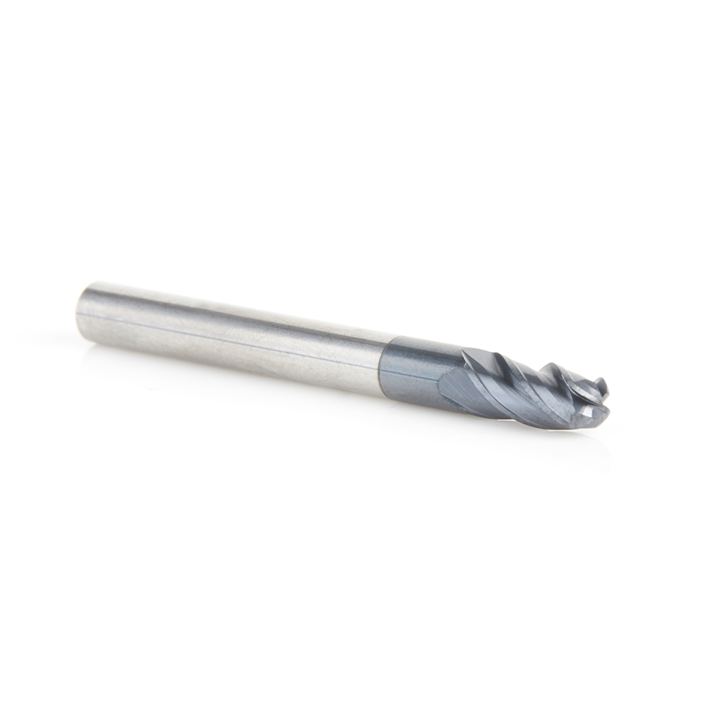 51794 High Performance Solid Carbide CNC Steel, Stainless Steel & Composite Cutting Variable Helix Spiral Ball Nose with AlTiN Coating 4-Flute x 3/16 Dia x 7/16 x 3/16 Shank x 2 Inch Long Up-Cut Router Bit/End Mill