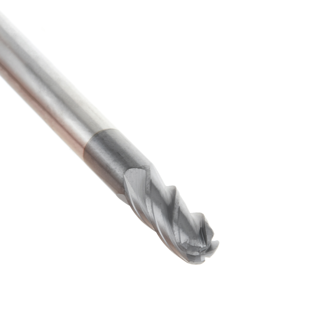 51794 High Performance Solid Carbide CNC Steel, Stainless Steel & Composite Cutting Variable Helix Spiral Ball Nose with AlTiN Coating 4-Flute x 3/16 Dia x 7/16 x 3/16 Shank x 2 Inch Long Up-Cut Router Bit/End Mill