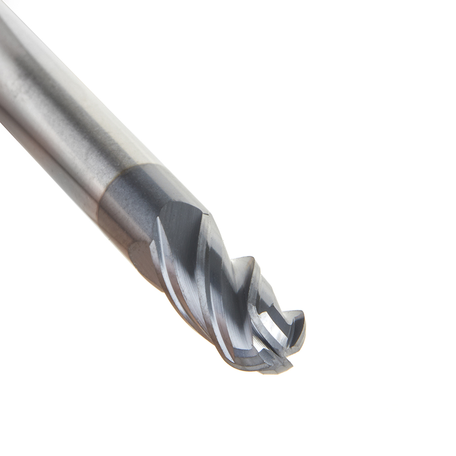 51796 High Performance Solid Carbide CNC Steel, Stainless Steel & Composite Cutting Variable Helix Spiral Ball Nose with AlTiN Coating 4-Flute x 1/4 Dia x 1/2 x 1/4 Shank x 2 Inch Long Up-Cut Router Bit/End Mill