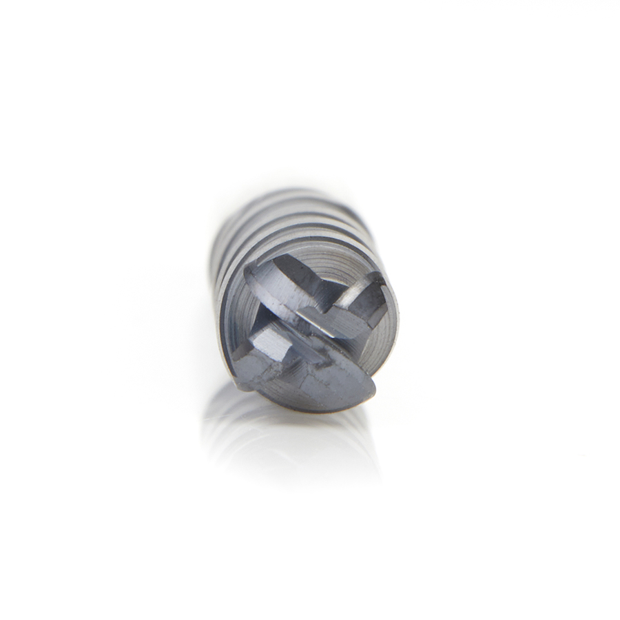 51800 High Performance Solid Carbide CNC Steel, Stainless Steel & Composite Cutting Variable Helix Spiral Ball Nose with AlTiN Coating 4-Flute x 1/4 Dia x 1-1/8 x 1/4 Shank x 3 Inch Long Up-Cut Router Bit/End Mill