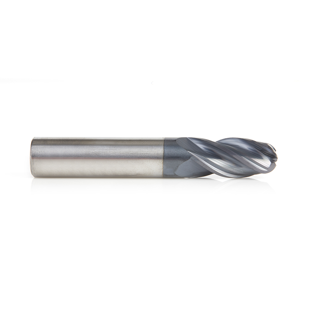 51804 High Performance Solid Carbide CNC Steel, Stainless Steel & Composite Cutting Variable Helix Spiral Ball Nose with AlTiN Coating 4-Flute x 1/2 Dia x 1 x 1/2 Shank x 3 Inch Long Up-Cut Router Bit/End Mill