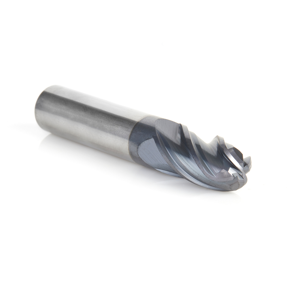 51804 High Performance Solid Carbide CNC Steel, Stainless Steel & Composite Cutting Variable Helix Spiral Ball Nose with AlTiN Coating 4-Flute x 1/2 Dia x 1 x 1/2 Shank x 3 Inch Long Up-Cut Router Bit/End Mill