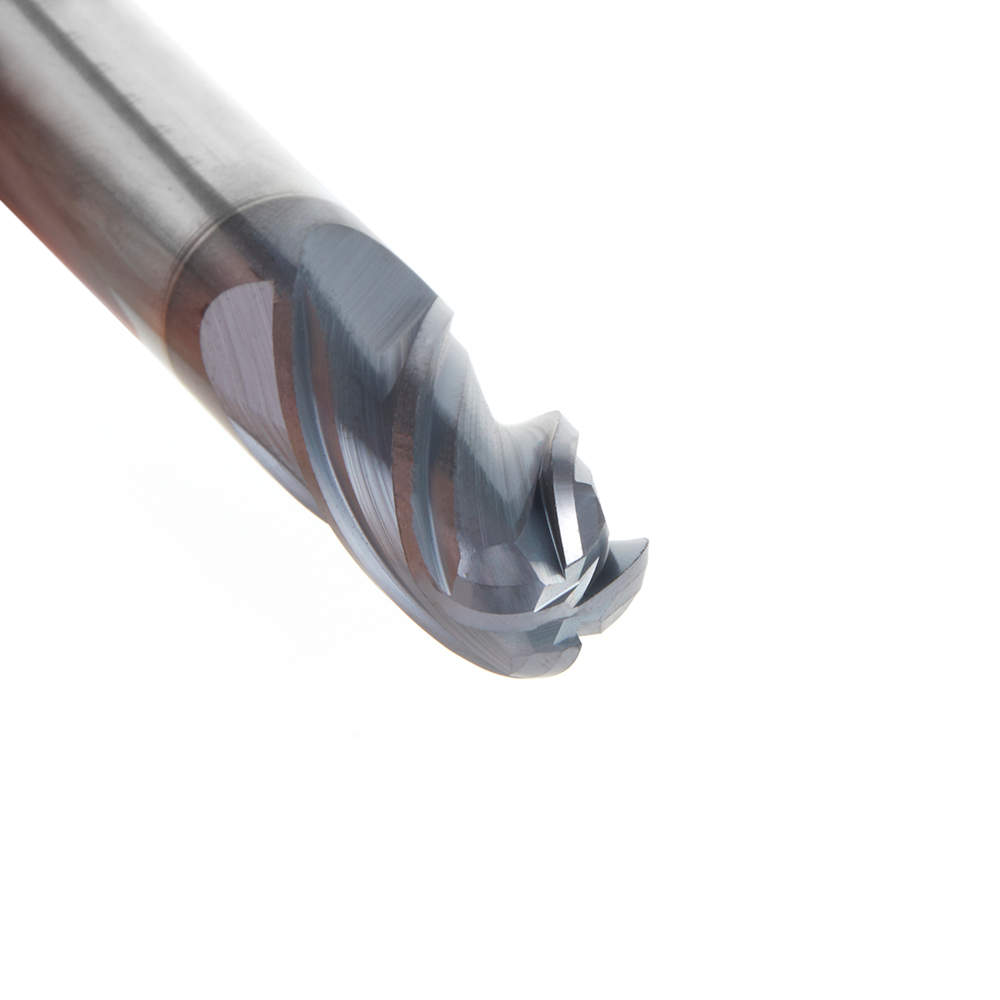 51804 High Performance Solid Carbide CNC Steel, Stainless Steel & Composite Cutting Variable Helix Spiral Ball Nose with AlTiN Coating 4-Flute x 1/2 Dia x 1 x 1/2 Shank x 3 Inch Long Up-Cut Router Bit/End Mill
