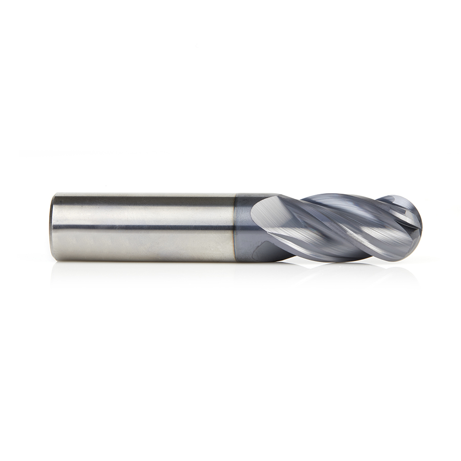 51808 High Performance Solid Carbide CNC Steel, Stainless Steel & Composite Cutting Variable Helix Spiral Ball Nose with AlTiN Coating 4-Flute x 3/4 Dia x 1-1/2 x 3/4 Shank x 4 Inch Long Up-Cut Router Bit/End Mill