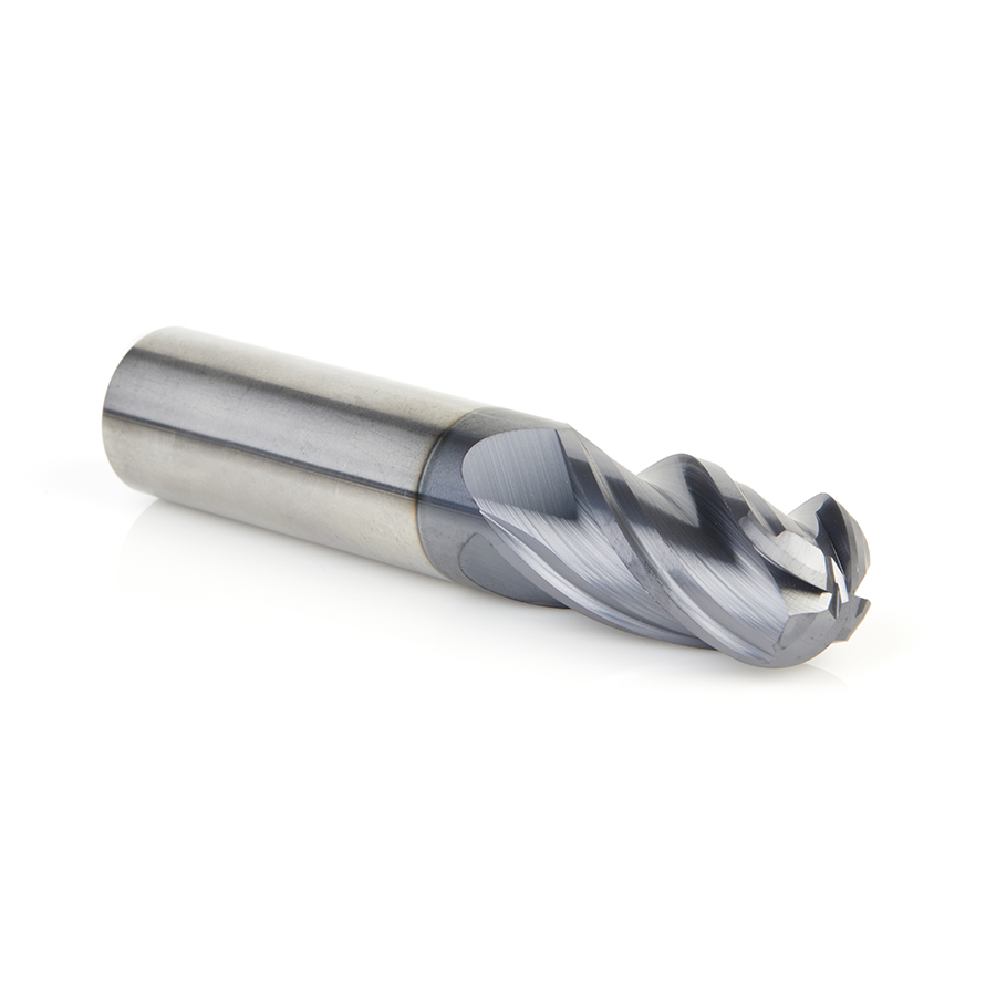 51808 High Performance Solid Carbide CNC Steel, Stainless Steel & Composite Cutting Variable Helix Spiral Ball Nose with AlTiN Coating 4-Flute x 3/4 Dia x 1-1/2 x 3/4 Shank x 4 Inch Long Up-Cut Router Bit/End Mill