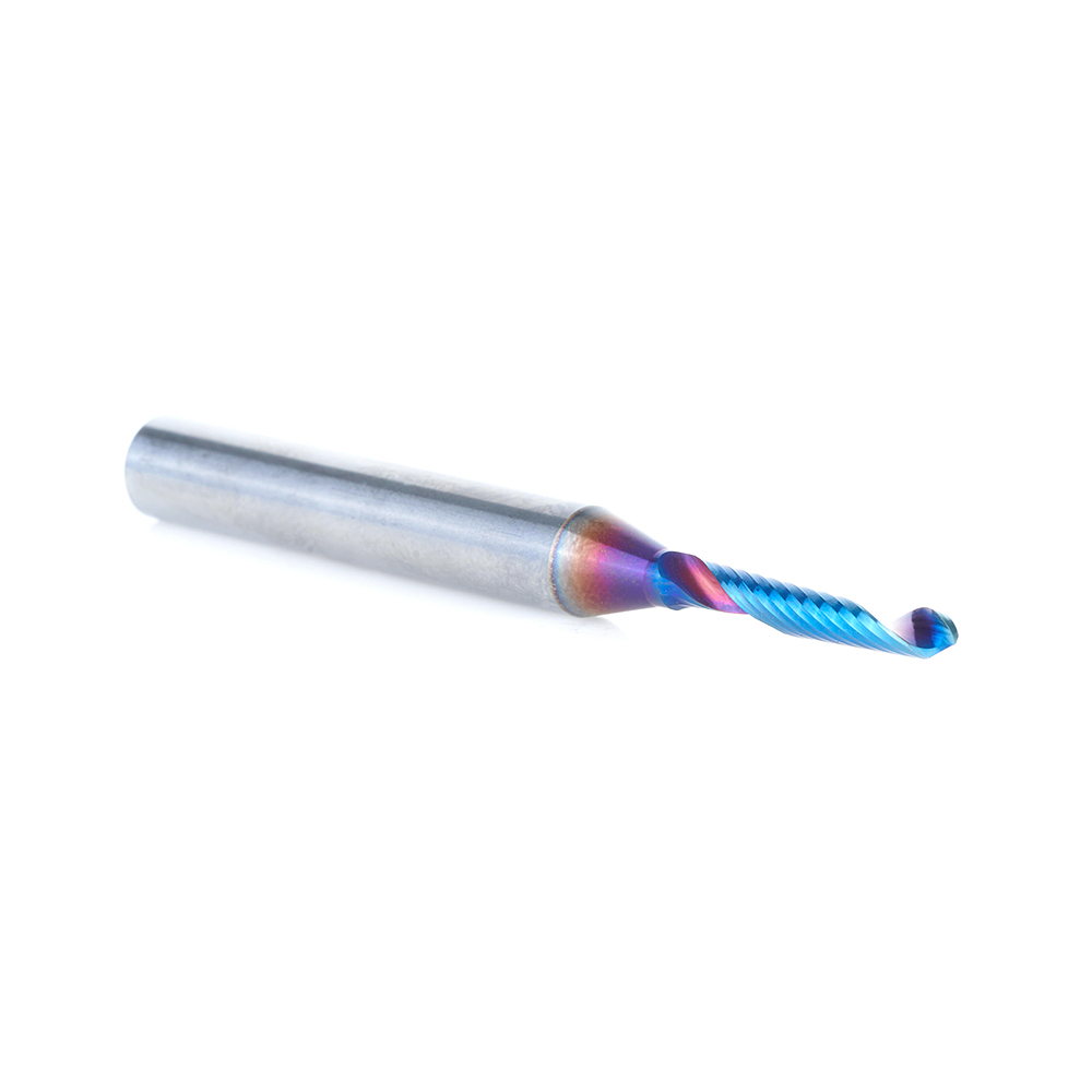 51816-K Solid Carbide CNC Spektra™ Extreme Tool Life Coated Spiral ‘O’ Flute Ball Nose, Plastic Cutting 1/16 Radius x 1/8 Dia x 3/4 x 1/4 Shank x 2-1/2 Inch Long Up-Cut Router Bit