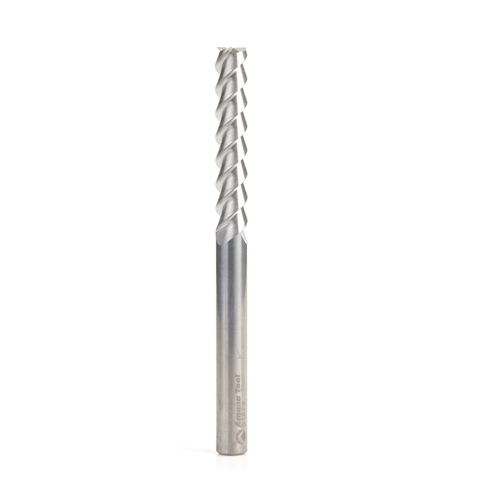 51824 CNC Solid Carbide 3 Flute Aluminum and Acrylic Cutting 55º Helix End Mill 8mm Dia x 45mm x 8mm Shank