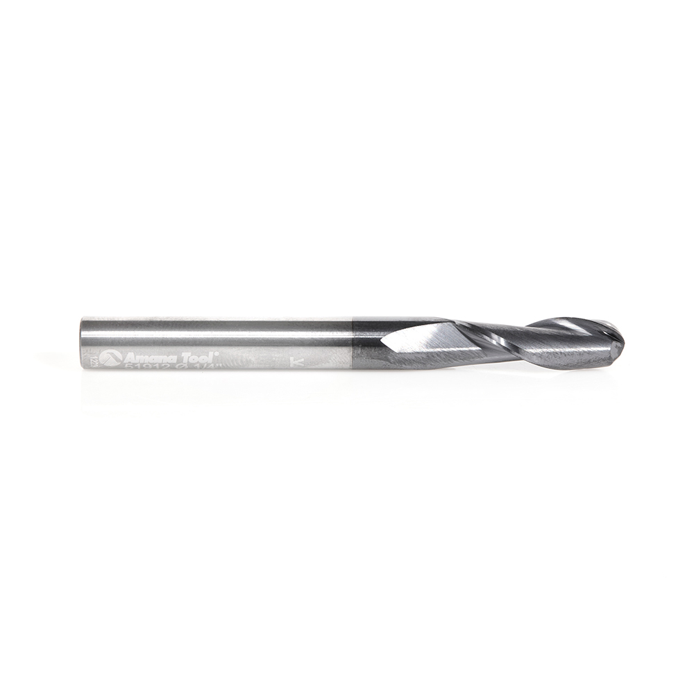 51912 High Performance Solid Carbide CNC Steel, Stainless Steel & Composite Cutting Variable Helix Spiral Ball Nose with AlTiN Coating 2-Flute x 1/8 Radius x 1/4 Dia x 3/4 x 1/4 Shank x 2-1/2 Inch Long Up-Cut Router Bit/End Mill