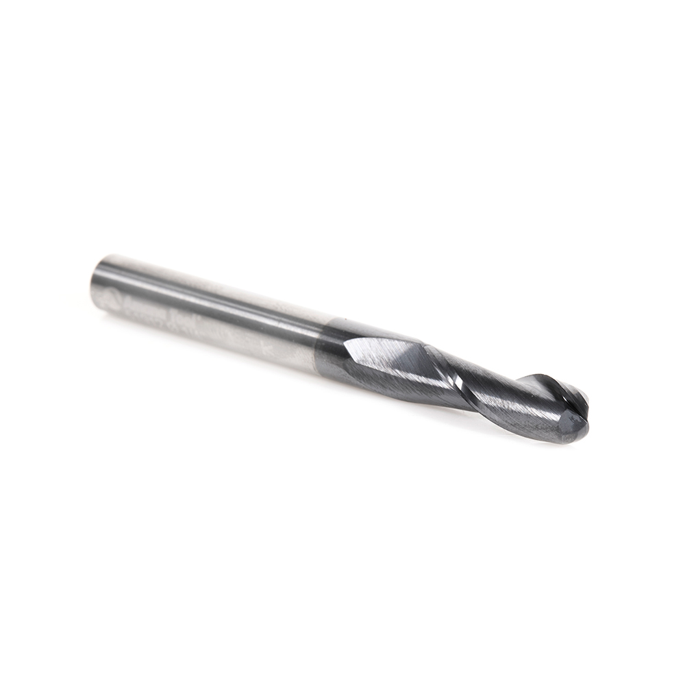 51912 High Performance Solid Carbide CNC Steel, Stainless Steel & Composite Cutting Variable Helix Spiral Ball Nose with AlTiN Coating 2-Flute x 1/8 Radius x 1/4 Dia x 3/4 x 1/4 Shank x 2-1/2 Inch Long Up-Cut Router Bit/End Mill