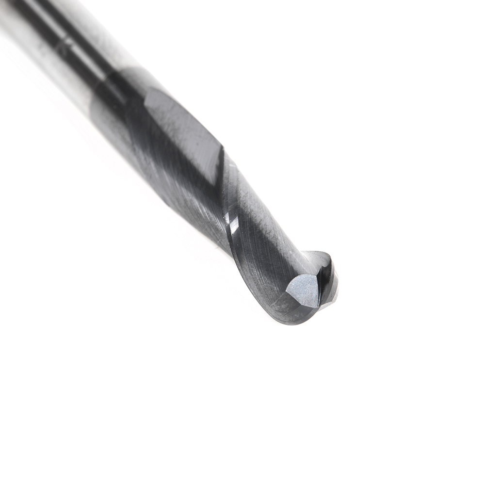 51912 High Performance Solid Carbide CNC Steel, Stainless Steel & Composite Cutting Variable Helix Spiral Ball Nose with AlTiN Coating 2-Flute x 1/8 Radius x 1/4 Dia x 3/4 x 1/4 Shank x 2-1/2 Inch Long Up-Cut Router Bit/End Mill