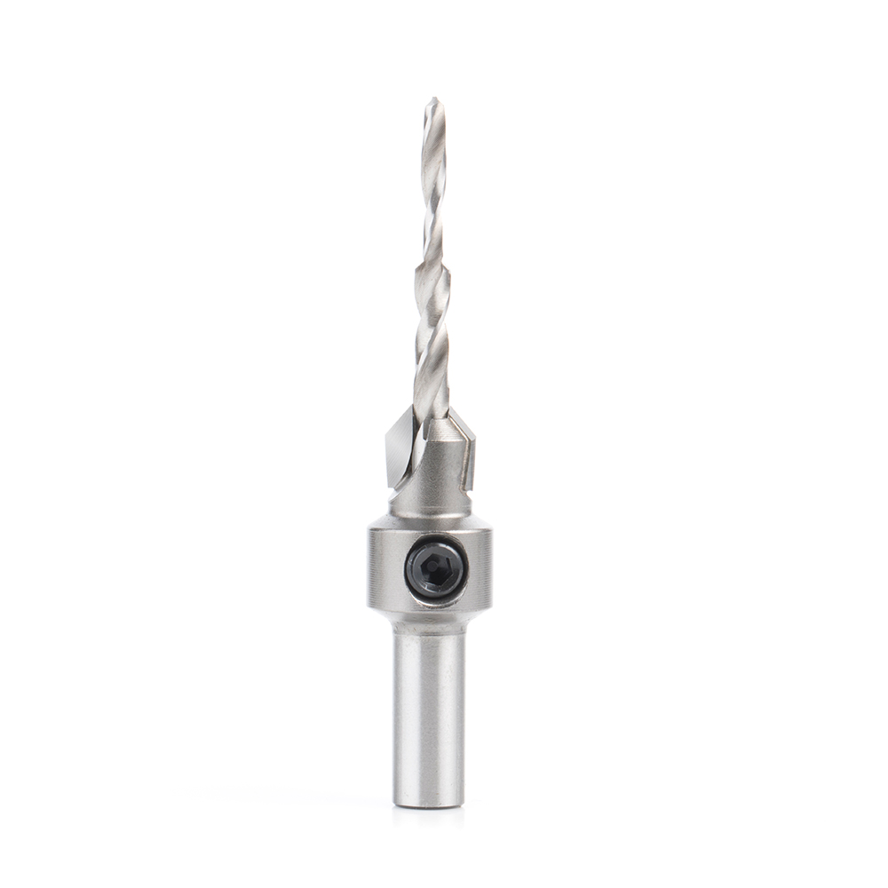 55122 Carbide Tipped 82 Degree Countersink with Slow Spiral Stepped Drill, #6 & #8 Screws 25/64 Dia x 5/32 Drill Dia x 5/16 Round Shank