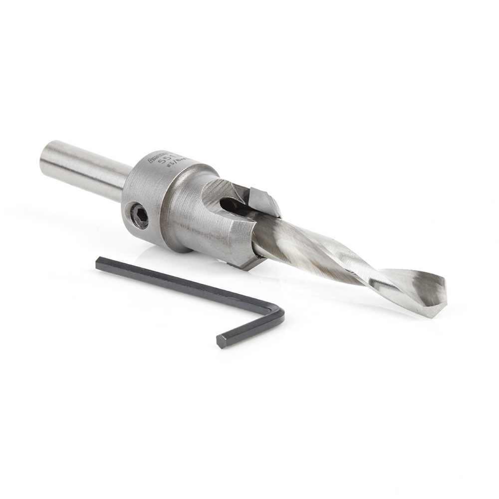 55134 Carbide Tipped 82 Degree Shankless Countersink with Slow Spiral Drill, #24 Screw 3/4 Dia x 3/8 Drill Dia x 3/8 Drill Shank