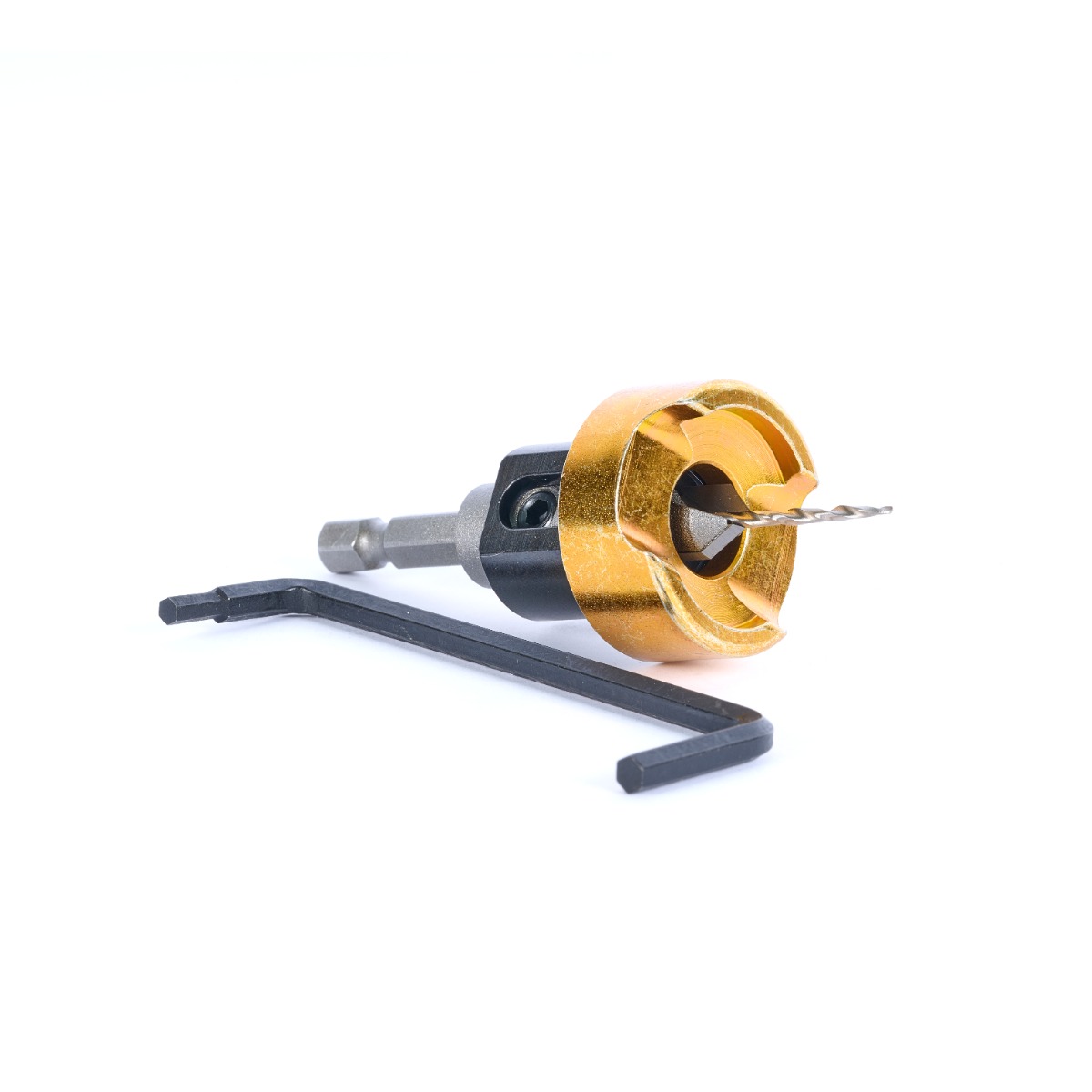 55156 Carbide Tipped 82 Degree Countersink with Tapered Drill and Adjustable Depth Stop with No-Thrust Ball Bearing 3/8 Dia x 5/64 Drill Dia x 1/4 Inch Quick Release Hex Shank