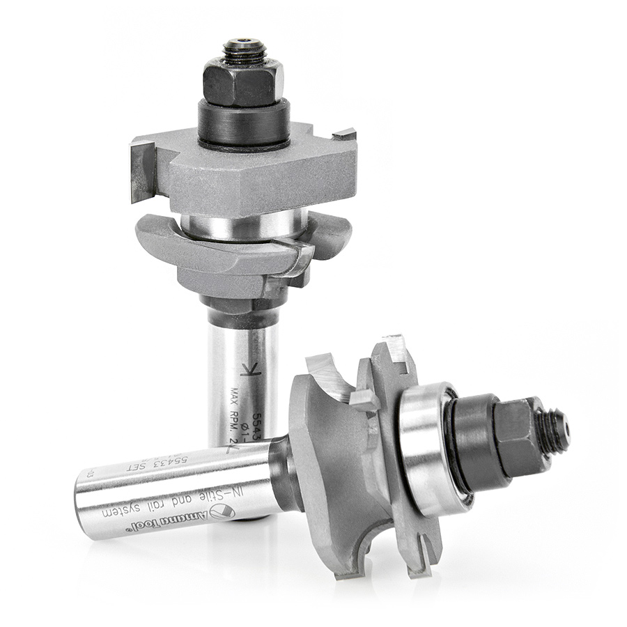 55433 Carbide Tipped Adjustable Concave Instile and Rail System 1-5/8 Dia x 5/8 to 1-1/8 x 1/4 Radius x 1/2 Inch Shank Set