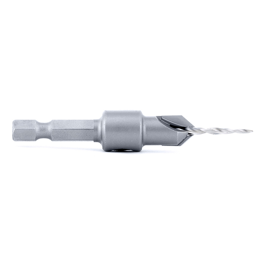 55622 Carbide Tipped 82 Degree Countersink Taper #6 Screw 3/8 Dia x 3/32 Drill Dia x 1/4 Hex Shank