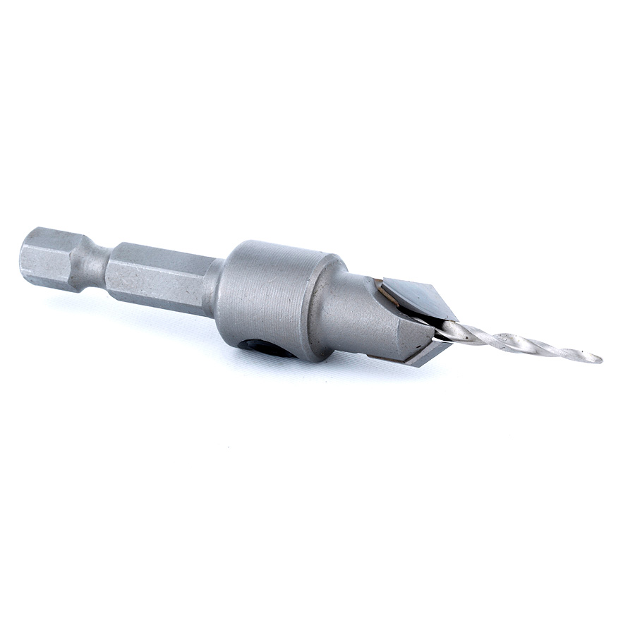 55622 Carbide Tipped 82 Degree Countersink Taper #6 Screw 3/8 Dia x 3/32 Drill Dia x 1/4 Hex Shank
