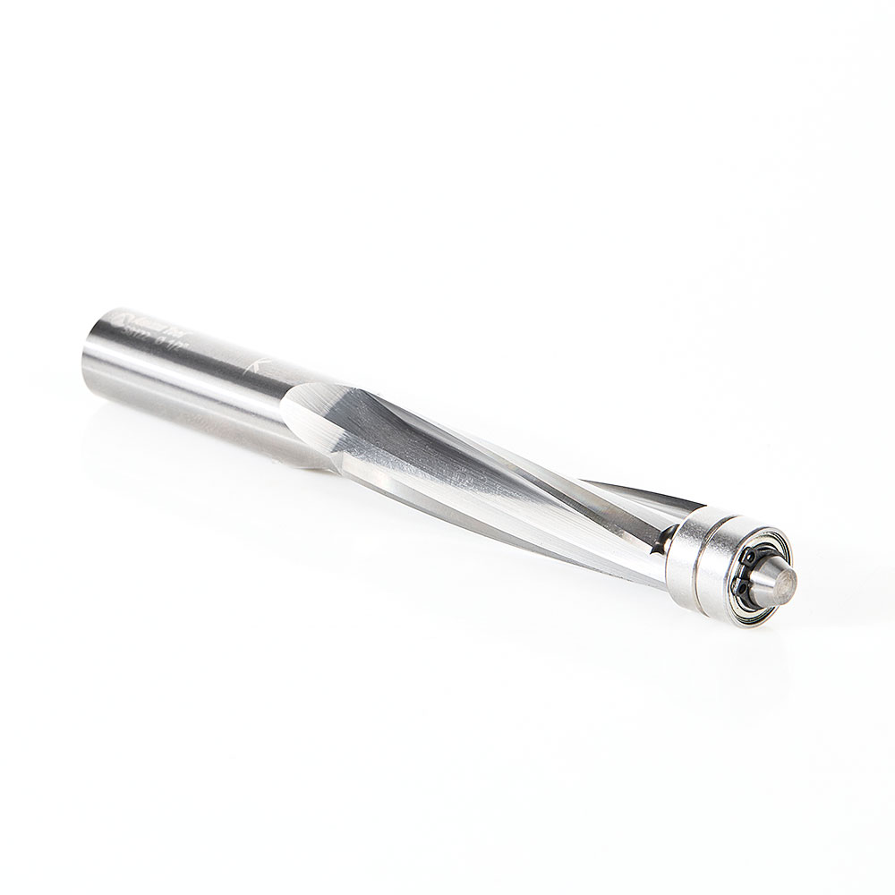 58122 Solid Carbide UltraTrim Spiral 3 Flute 1/2 Dia x 2 x 1/2 Inch Shank with Double Lower Ball Bearing Up-Cut