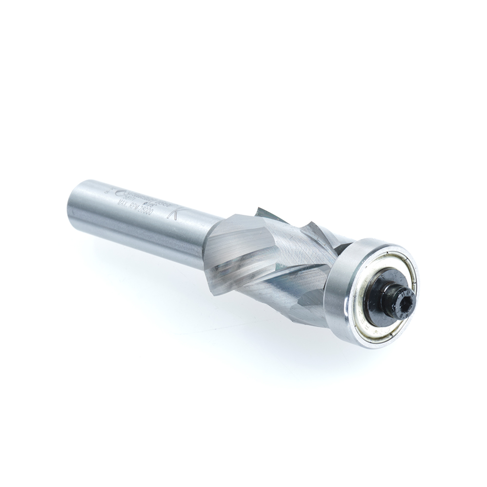 58171 Solid Carbide (Brazed To Steel Shank) Spiral Flush Trim Compression 7/8 Dia x 1-3/8 x 1/2 Inch Shank With Lower Ball Bearing